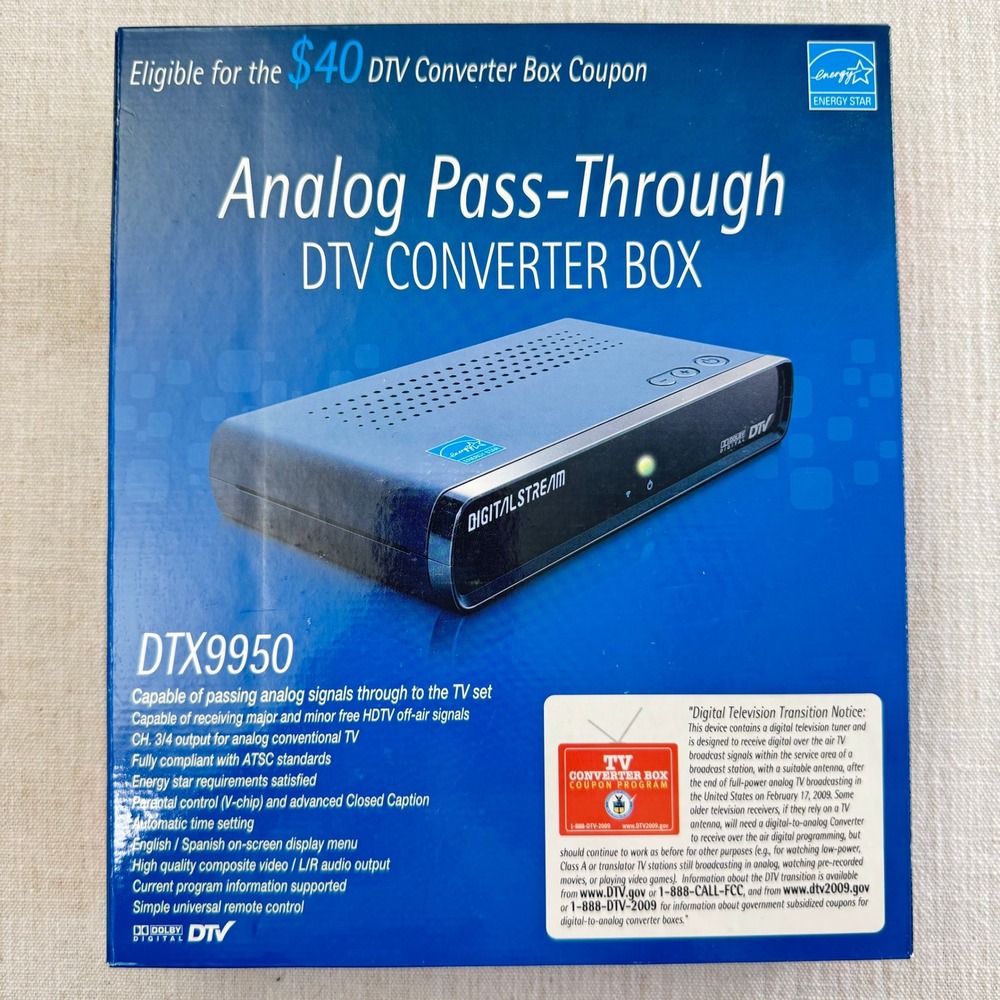 Digital Stream DTX9950 Analog Pass-Through DTV Converter Box Black New Sealed
